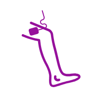 An electromyography and leg icon.
