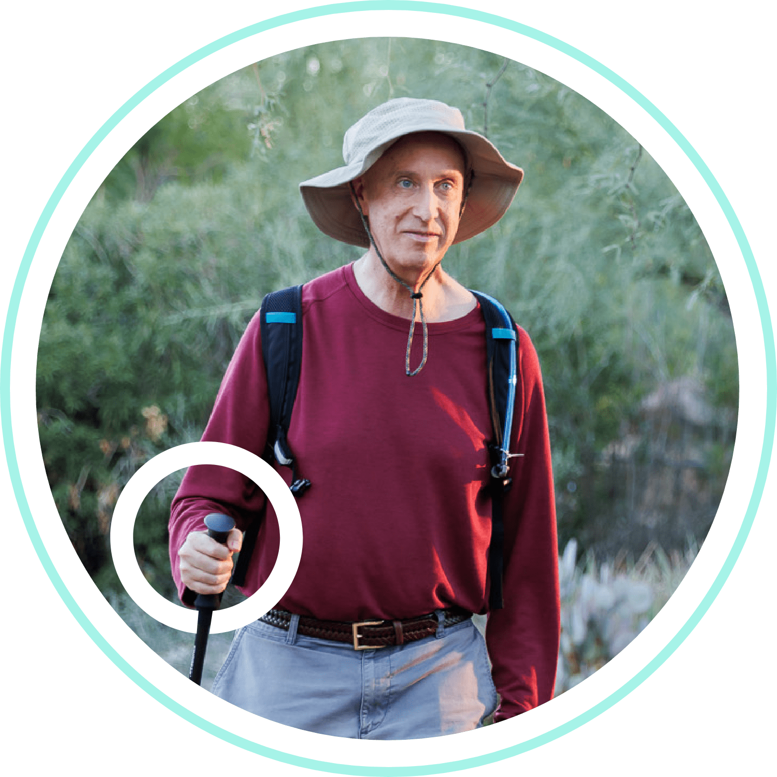 Mark a real CIDP patient holding a cane.