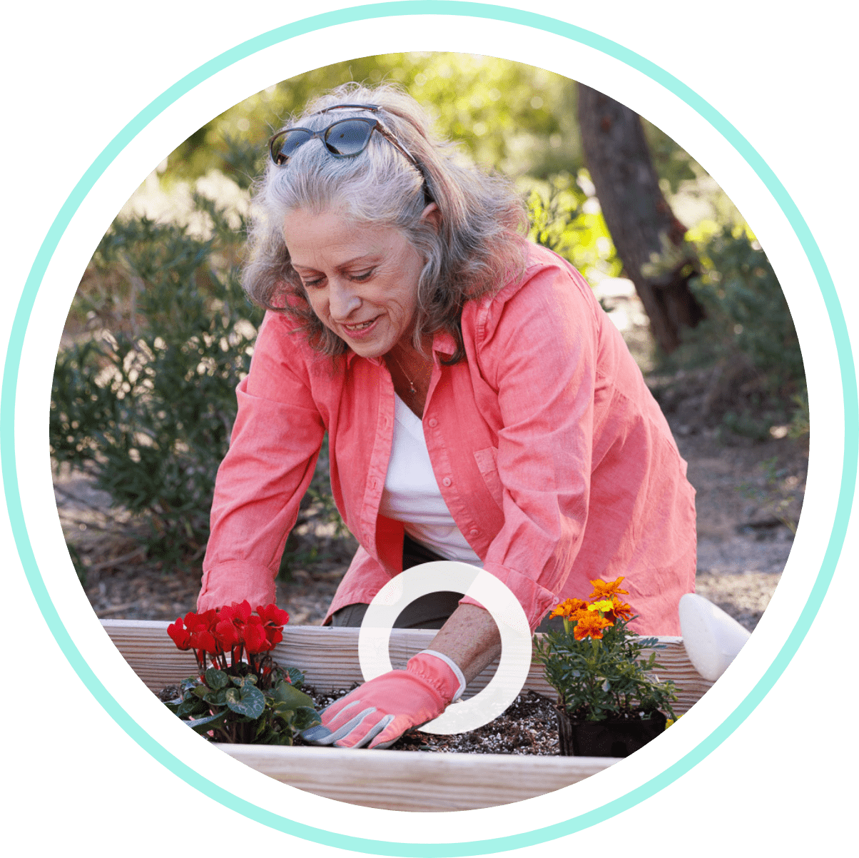 A CIDP patient planting flowers.